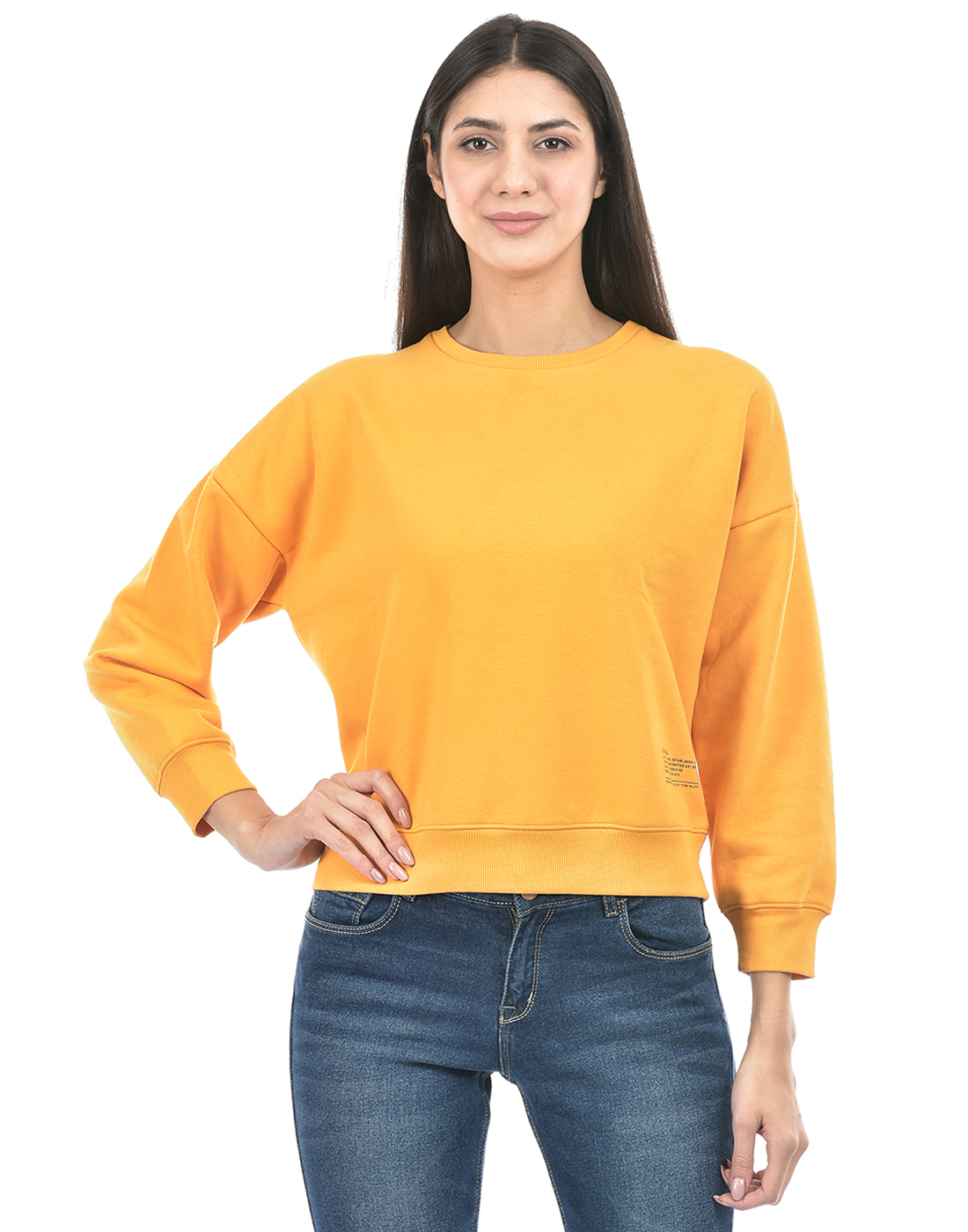 Numero Uno Women Solid Yellow Sweat Shirt